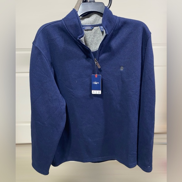 IZOD 1/4 Zip Pullover Sweater Navy Blue Size XXL - NWT - Picture 1 of 10